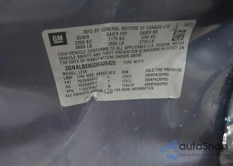 2013 Chevrolet Equinox Ls from USA, damaged, VIN 2GNALBEK6D6426426